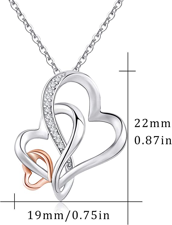 S925 Three Hearts for Three Generations of Love Heart to Heart Necklace