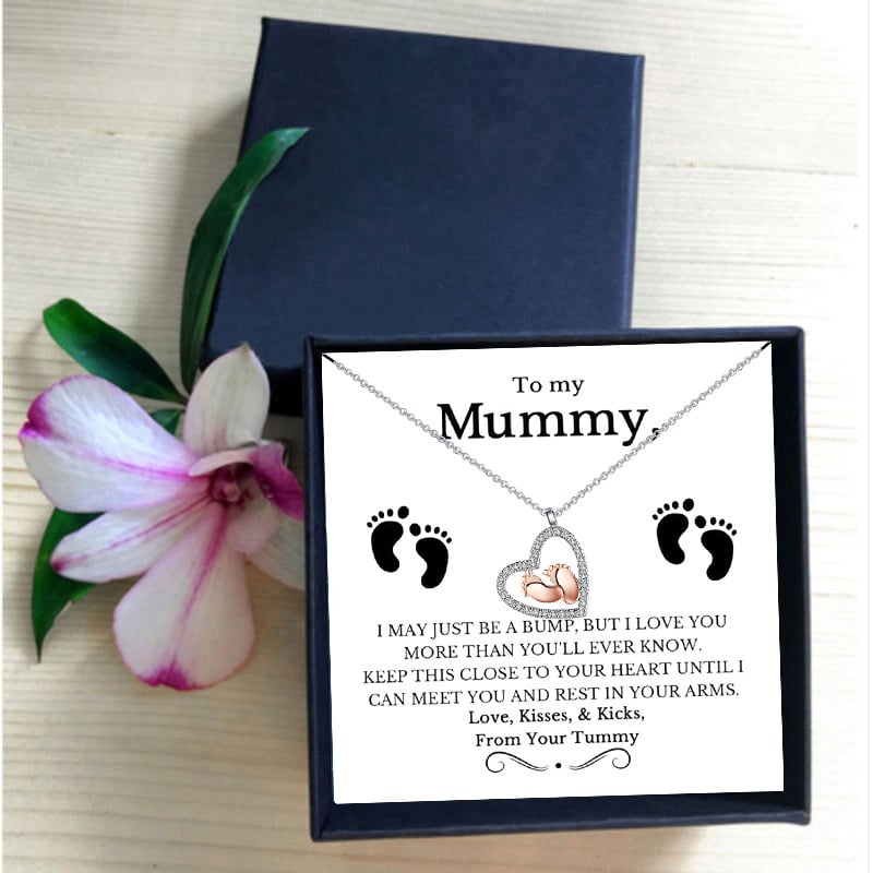 🤩Mother's Day Promotion💓To My Mummy Feet Heart Necklace With Message Card Gift