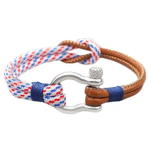 To My Grandson--Leather Nautical Rope Bracelet