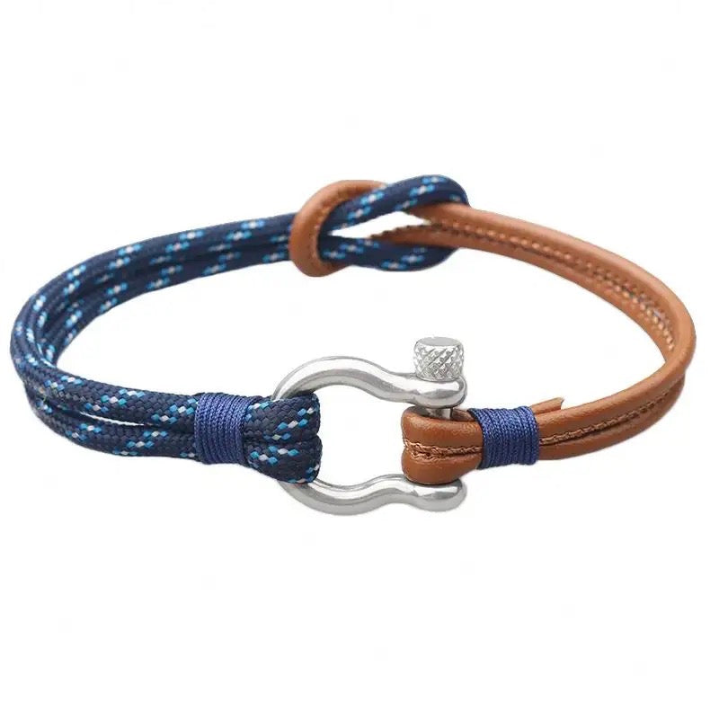 To My Grandson--Leather Nautical Rope Bracelet