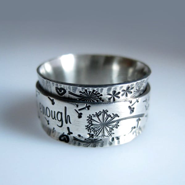 BUY 1 GET 1 FREE--🔥49% OFF⏰ - Silver Dandelion Spinner Ring✨ - ''I'm enough exactly as I am''🥰