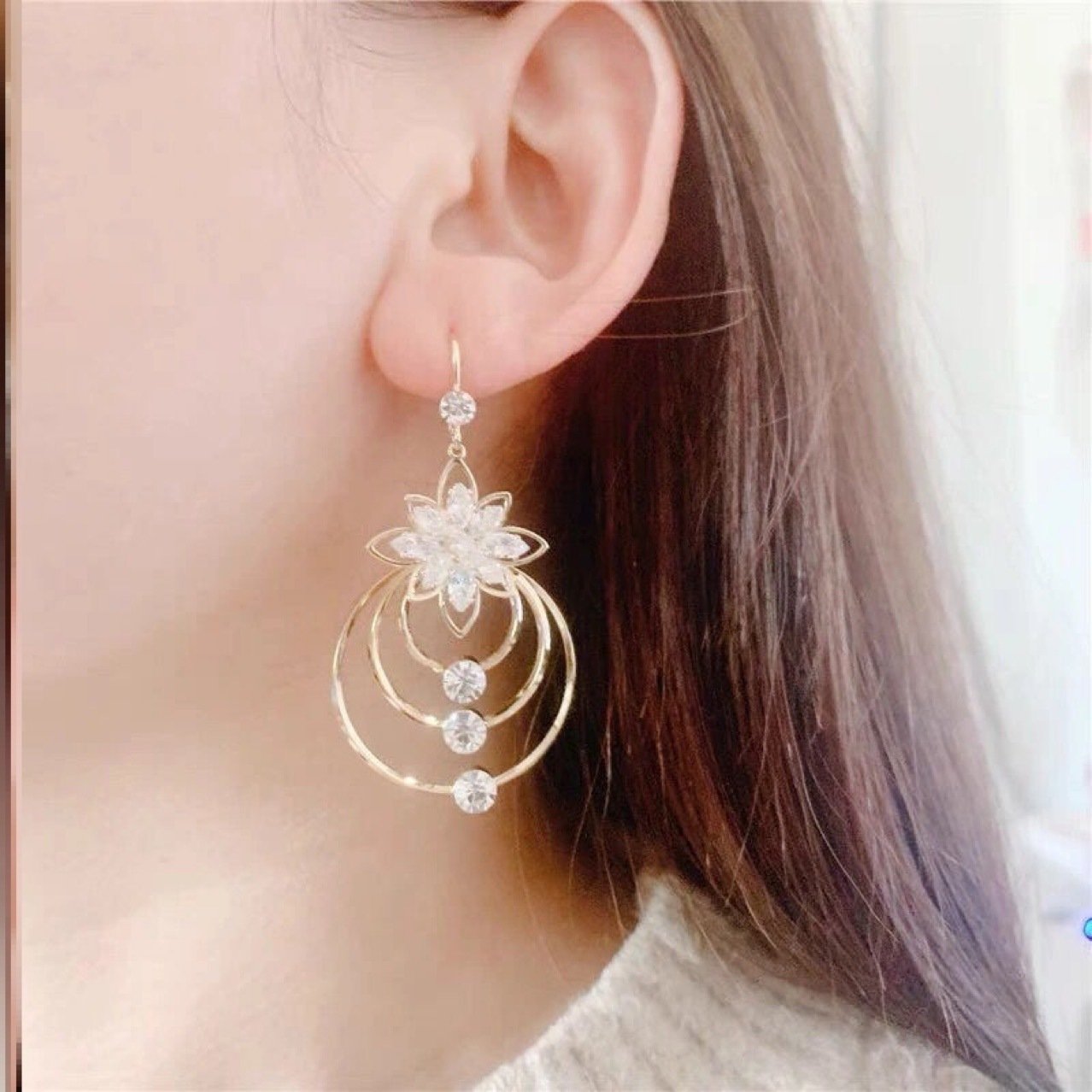 BUY 1 GET 1 FREE🔥Promotion 49% OFF-Geometric multi-layered circle flower earrings