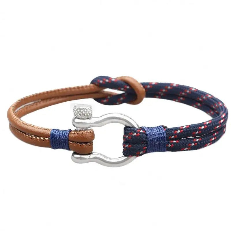 To My Grandson--Leather Nautical Rope Bracelet