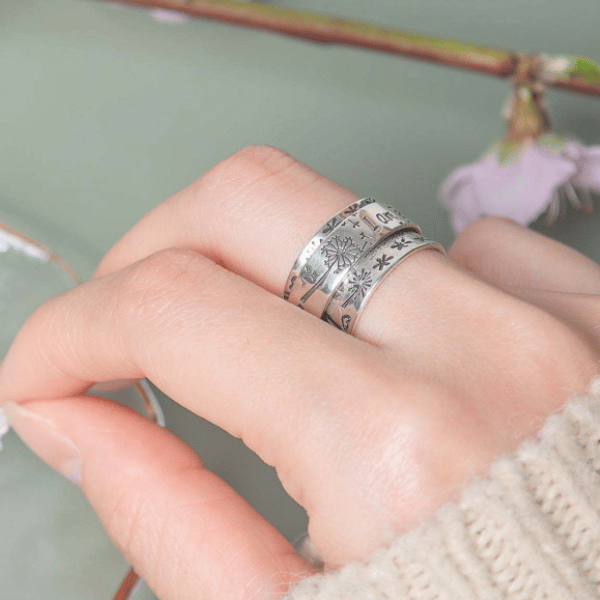 BUY 1 GET 1 FREE--🔥49% OFF⏰ - Silver Dandelion Spinner Ring✨ - ''I'm enough exactly as I am''🥰