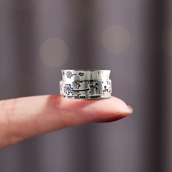 BUY 1 GET 1 FREE--🔥49% OFF⏰ - Silver Dandelion Spinner Ring✨ - ''I'm enough exactly as I am''🥰