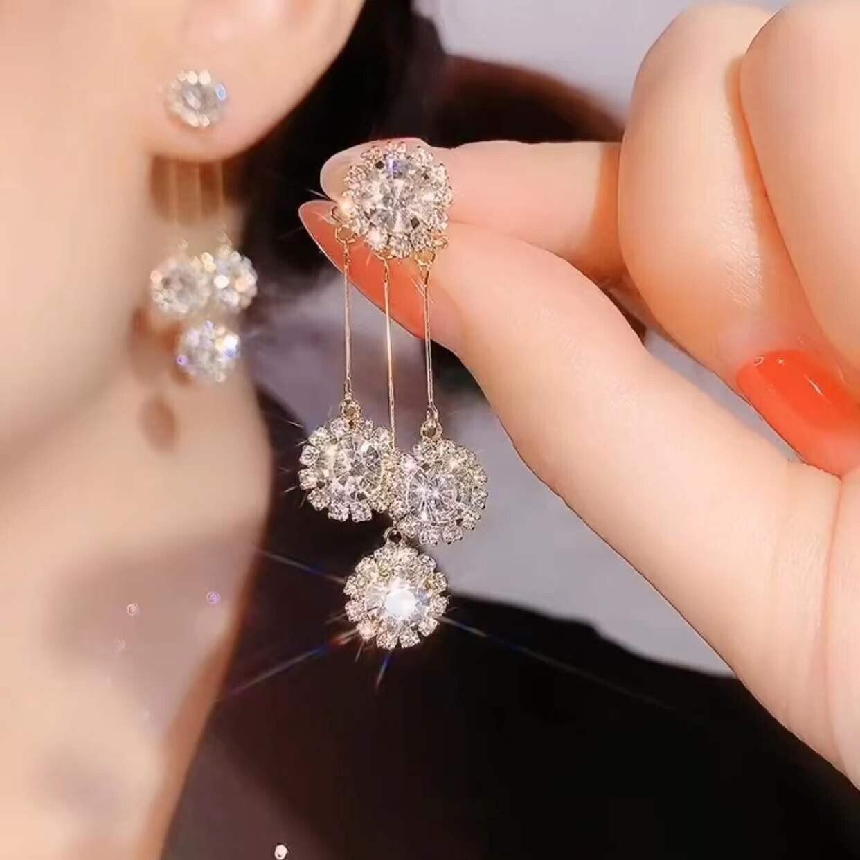 BUY 1 GET 1 FREE-Zircon Round Petal Earrings