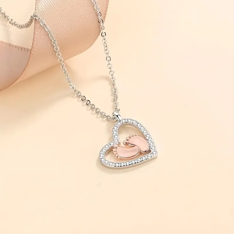 🤩Mother's Day Promotion💓To My Mummy Feet Heart Necklace With Message Card Gift