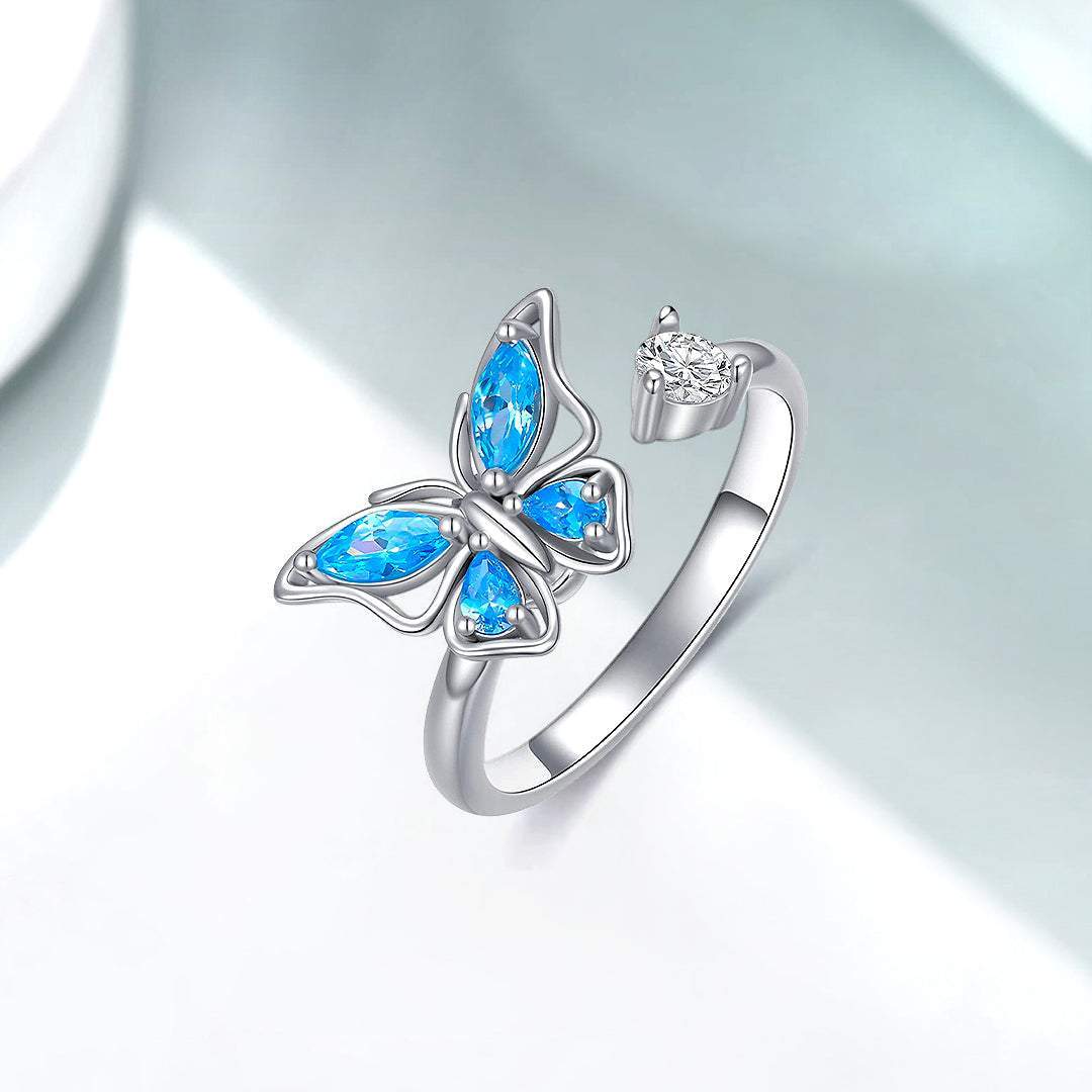 Daughter & Granddaughter | 925 Silver Butterfly Fidget Ring-Awareness Avenue-gift: All,gift: Daughter,gift: Granddaughter,Ring,ring: All,ring: Daughter,ring: Granddaughter