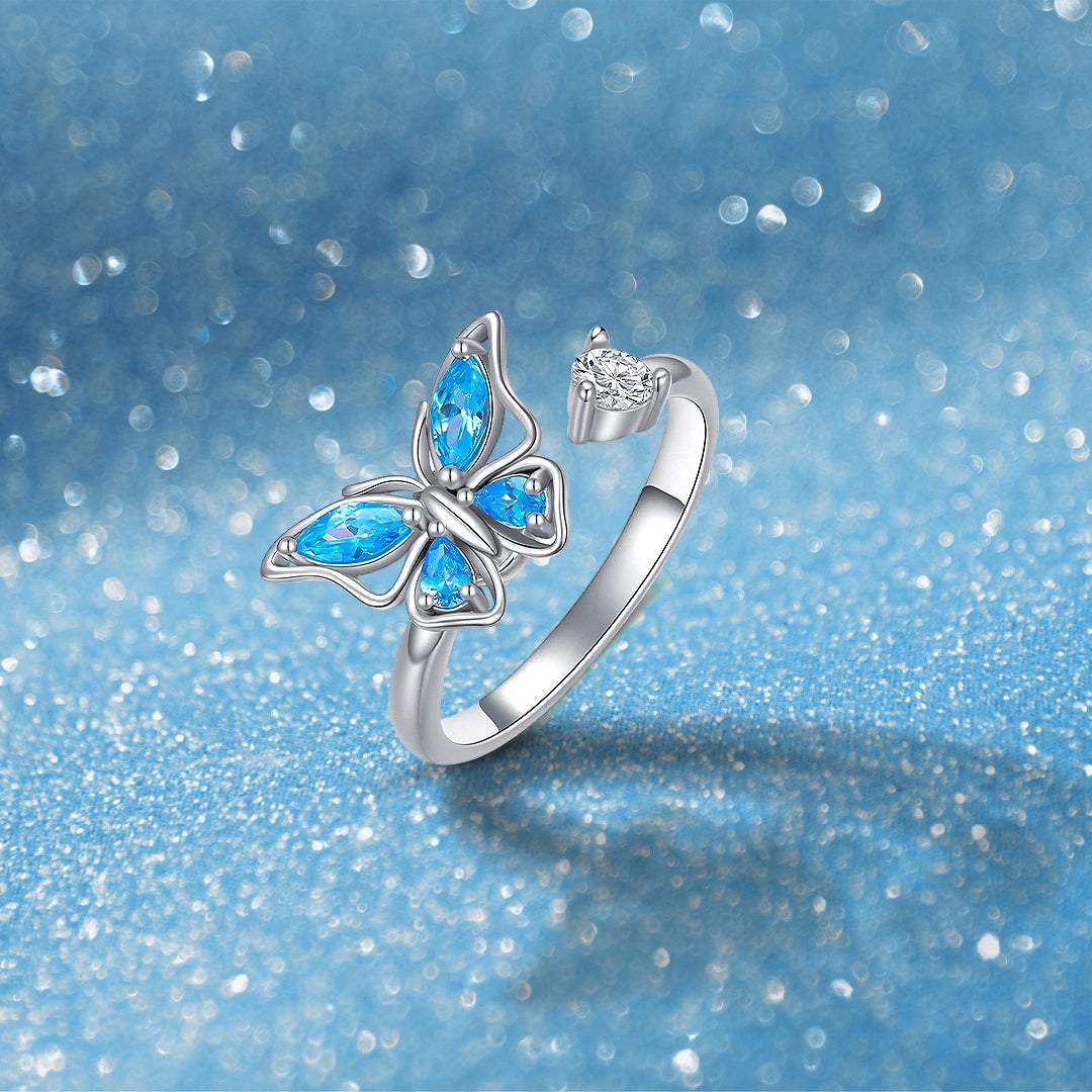 Daughter & Granddaughter | 925 Silver Butterfly Fidget Ring-Awareness Avenue-gift: All,gift: Daughter,gift: Granddaughter,Ring,ring: All,ring: Daughter,ring: Granddaughter