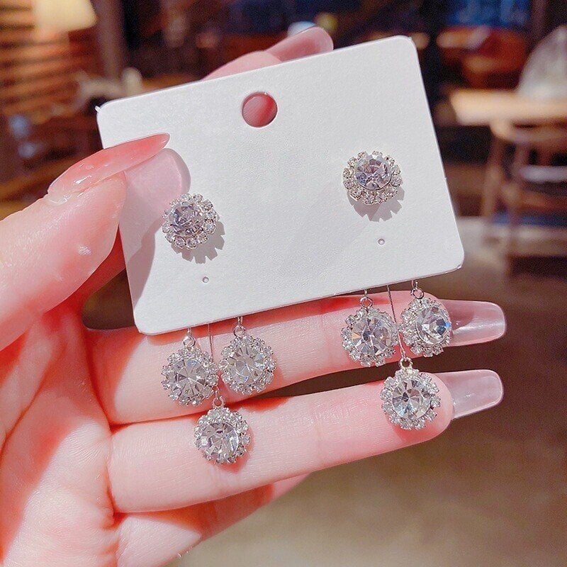 BUY 1 GET 1 FREE-Zircon Round Petal Earrings