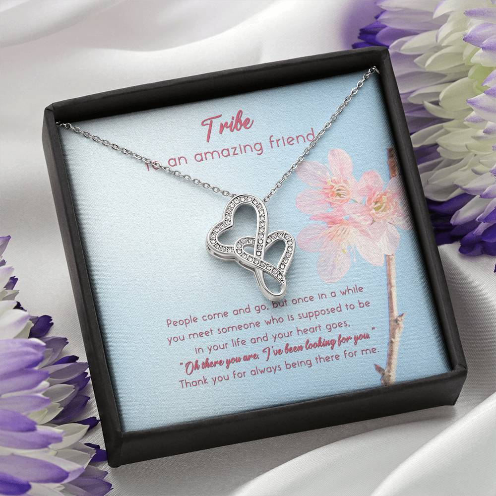 To An Amazing Friend. Double Hearts Necklace Gift For Friend