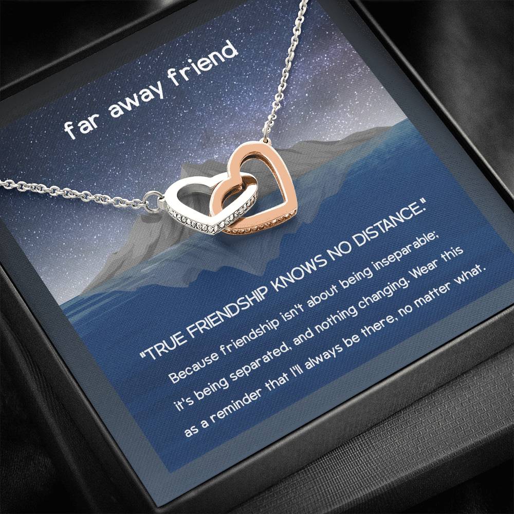 True Friendship Knows No Distance Interlocking Hearts Necklace Gift For Friend