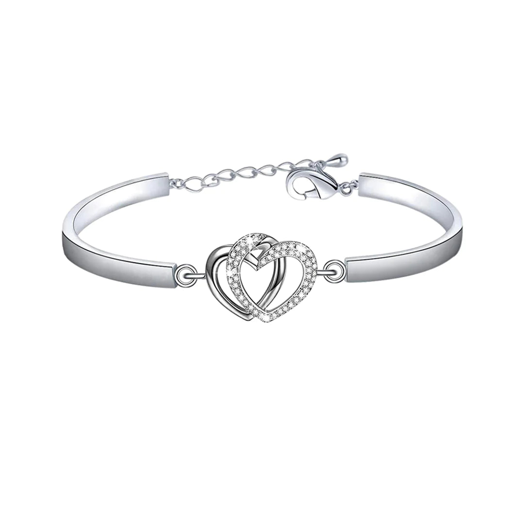 Early Christmas Sale--BUY 1 GET 1 FREE--Mother & Daughter Forever Linked Together Double Heart Bracelet