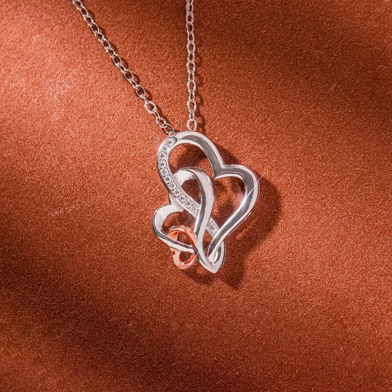 S925 Three Hearts for Three Generations of Love Heart to Heart Necklace